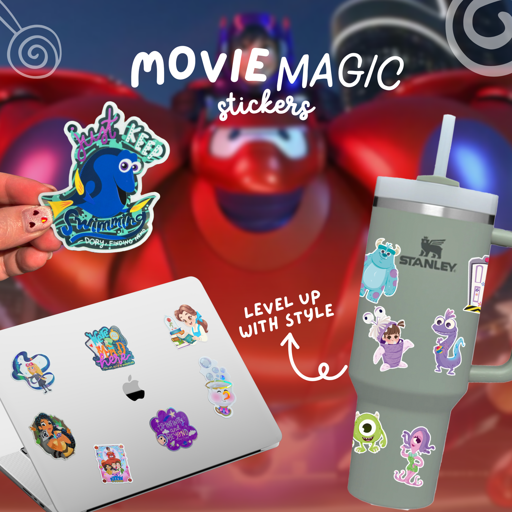 Big Hero 6 sticker size reference – matte waterproof Disney Pixar vinyl decal