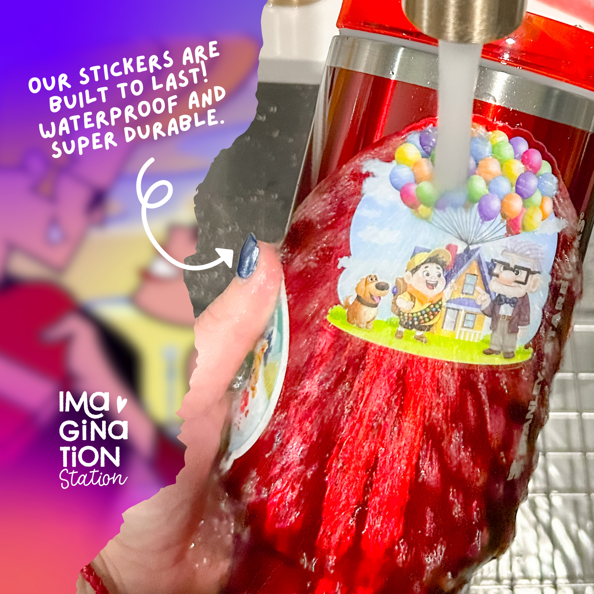 Johnny Bravo sticker on water bottle – glitter glossy 90s cartoon retro vinyl decal
