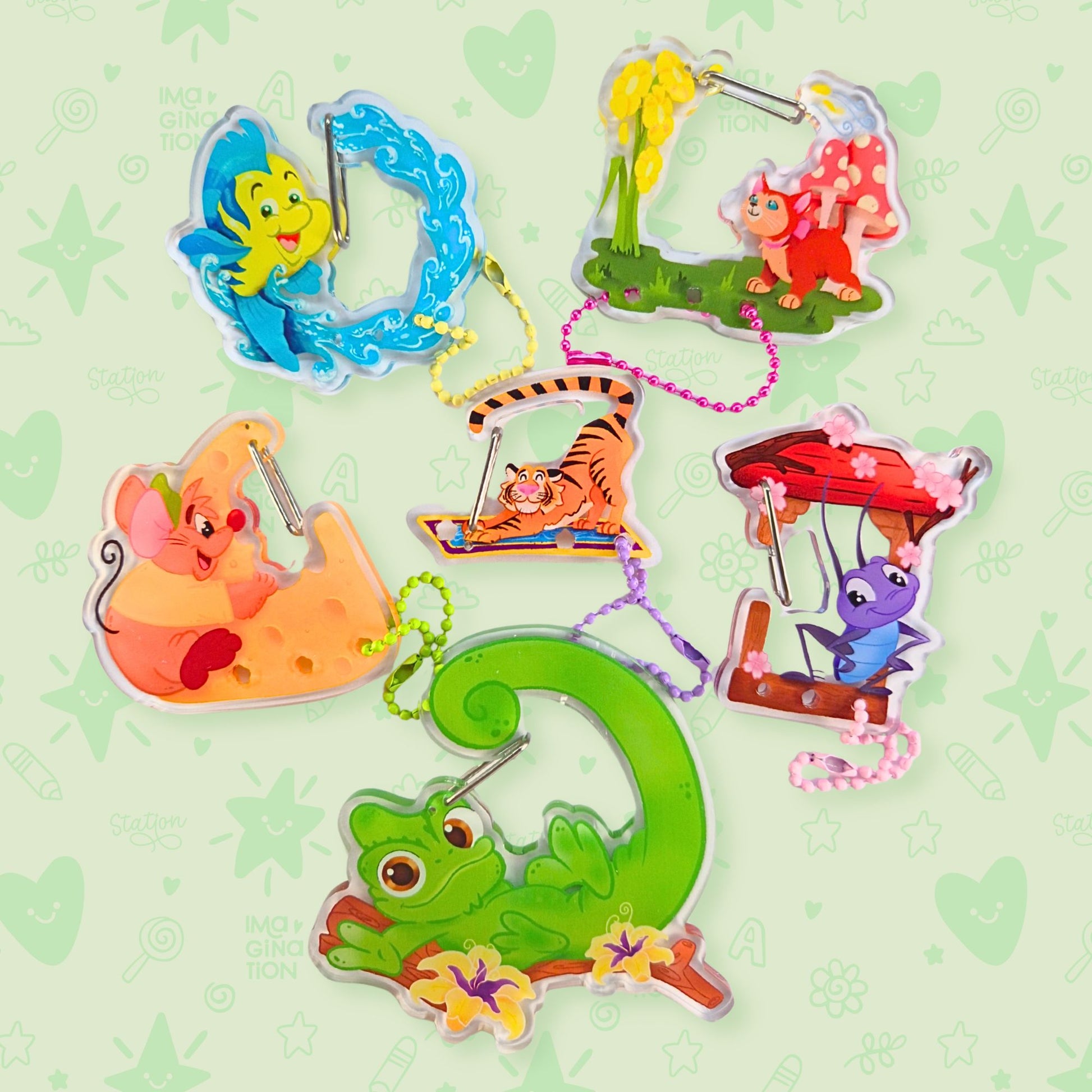 Flounder keychain size reference – lightweight Disney princess carabiner clip charm