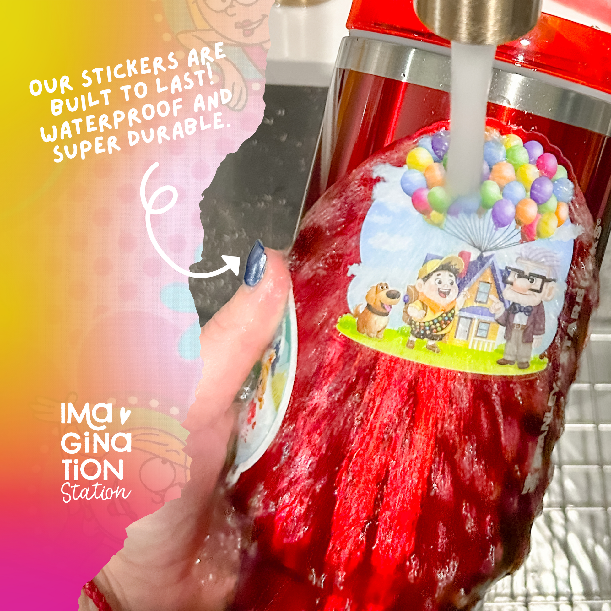 Lizzie McGuire sticker on water bottle – 2000s Disney Channel transparent glossy vinyl