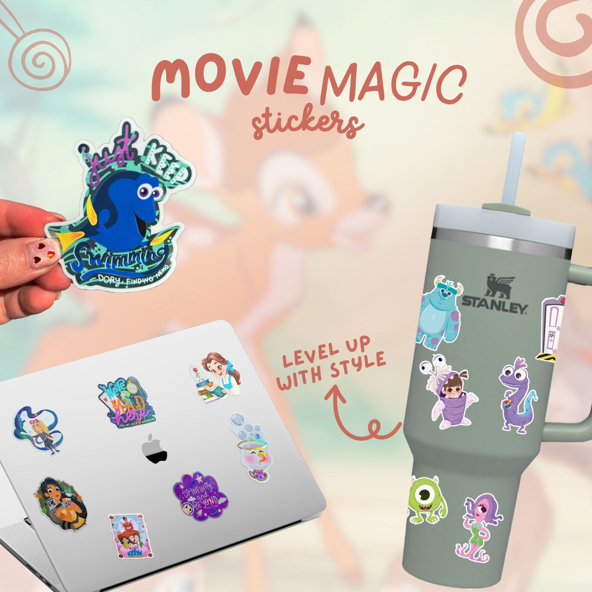 Bambi sticker size reference – clear glossy waterproof Disney vinyl decal