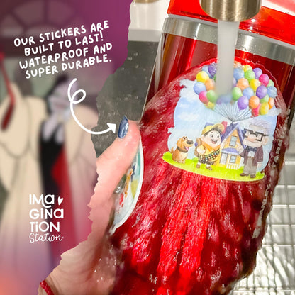 Cruella De Vil sticker on water bottle – 101 Dalmatians holographic glossy Disney villain vinyl