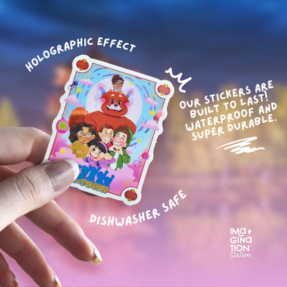 Turning Red sticker size reference – holographic waterproof Disney Pixar vinyl decal