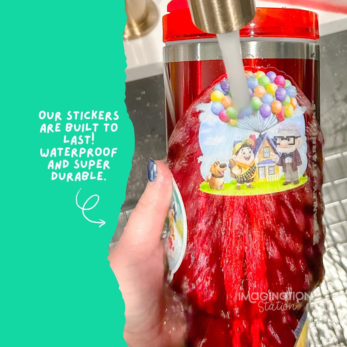 Moana sticker on water bottle – holographic Disney princess ocean adventure vinyl decal