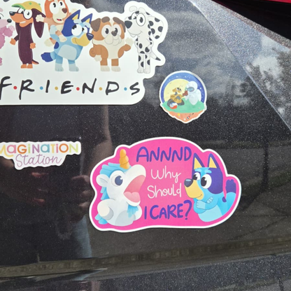 Bluey and Unicorse Car Magnet - Weatherproof Matte Vinyl