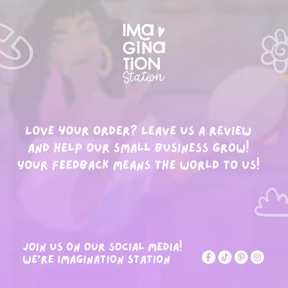 Imagination Station Esmeralda Hunchback Notre Dame sticker packaging – underrated heroine gift