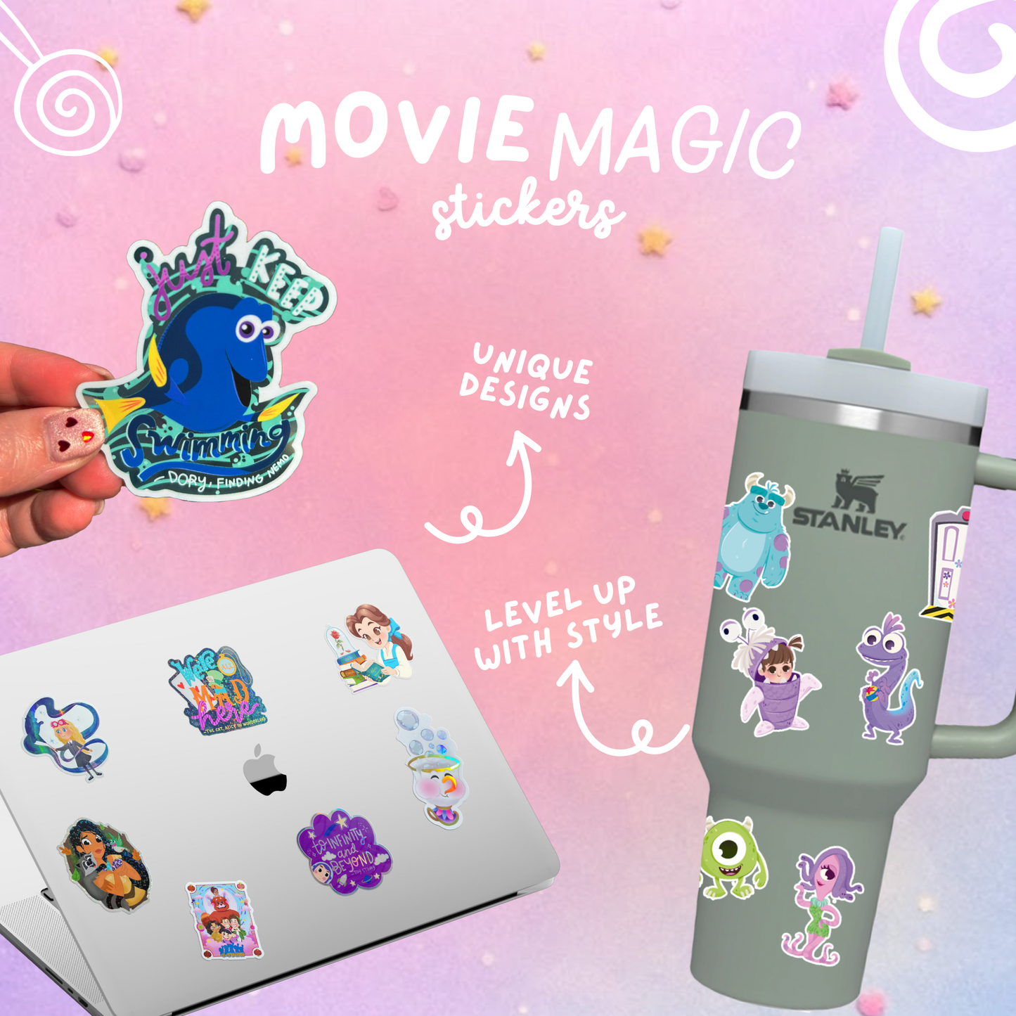 Figment EPCOT sticker size reference – pixie dust glossy Disney Parks vinyl decal