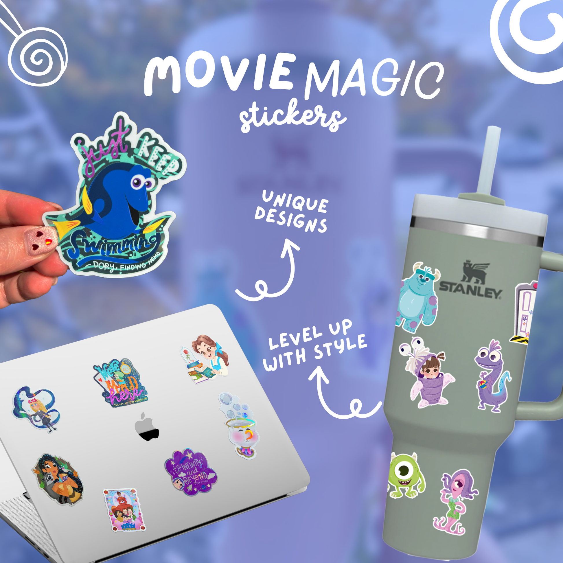 Bluey and Bingo beach sticker color detail – clear glossy summer adventure Disney vinyl