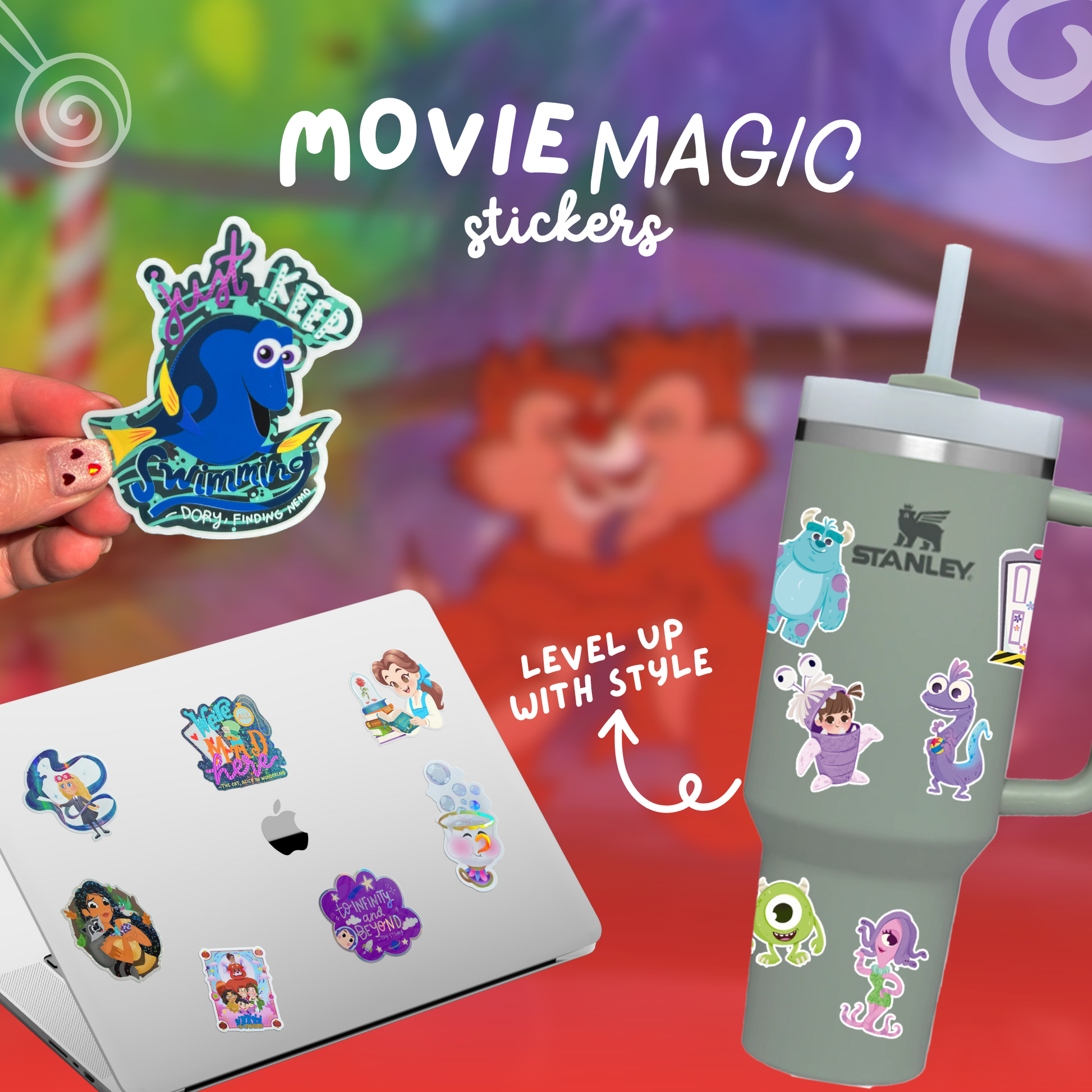 Chip Dale sticker on tumbler – clear glossy Disney classic cartoon vinyl decal