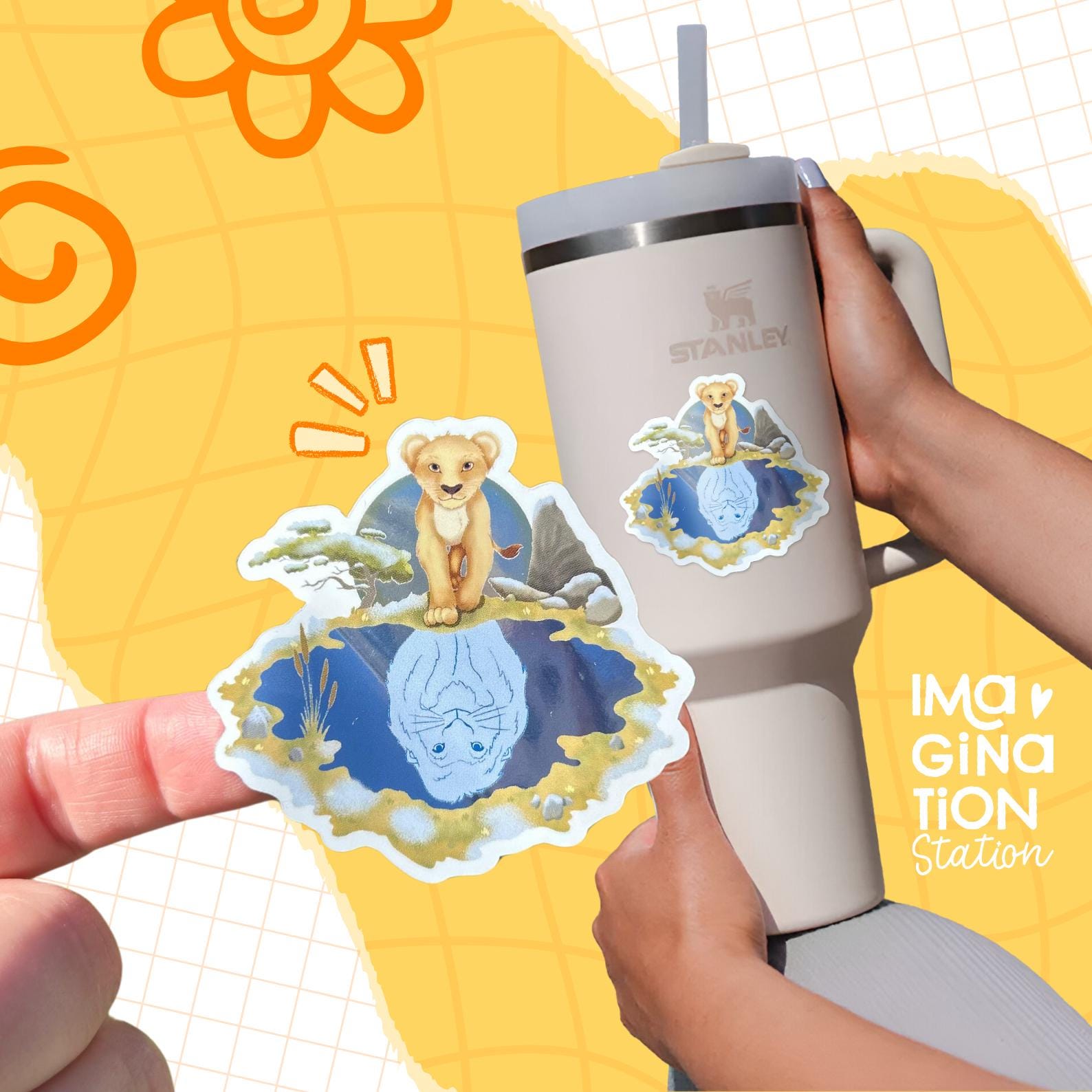Mufasa sticker size reference – mirror glossy waterproof Disney lion king vinyl