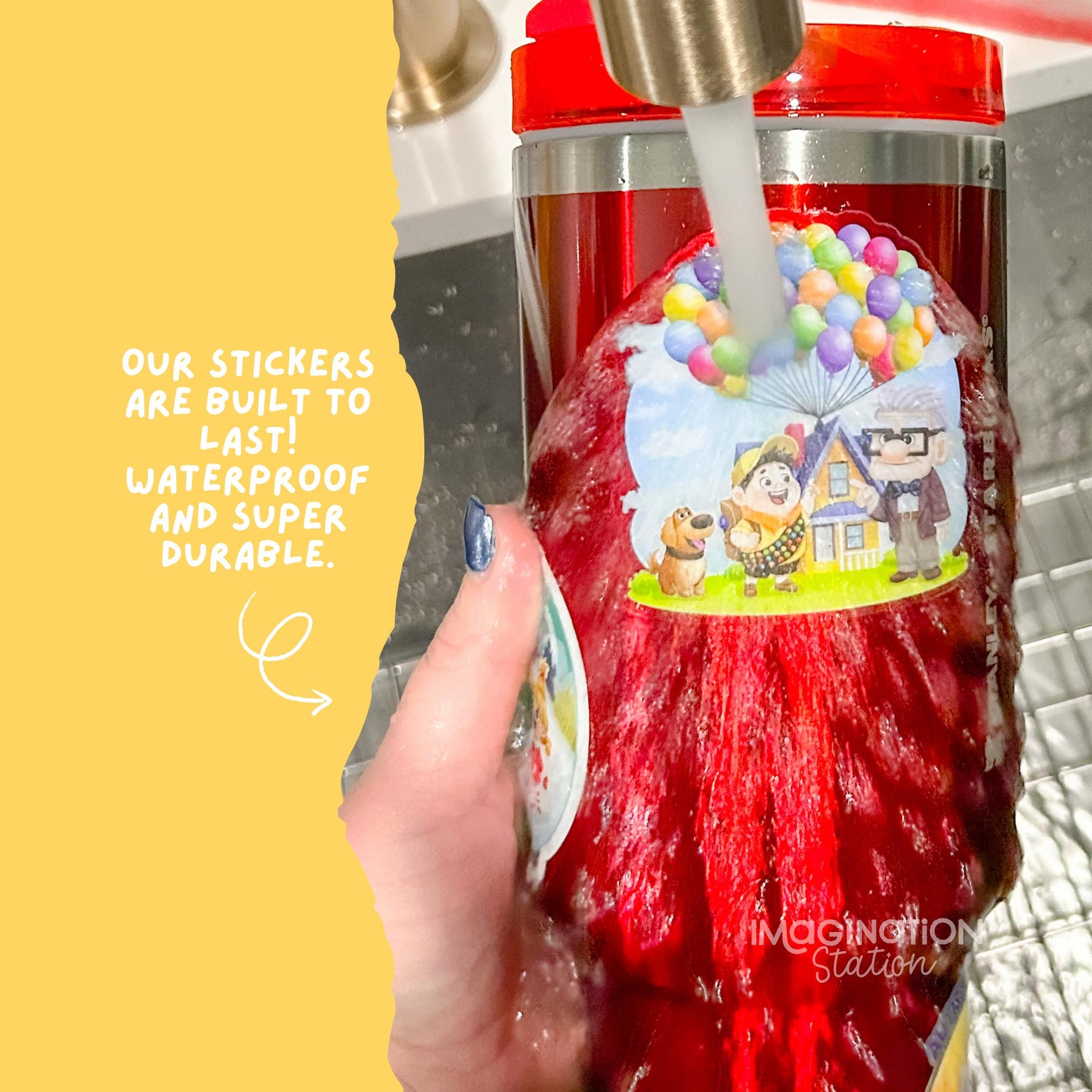 Hercules Zero to Hero sticker on water bottle – transparent glossy Disney motivational vinyl