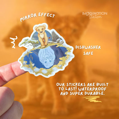 Mufasa Lion King sticker on water bottle – mirror glossy waterproof Disney vinyl decal