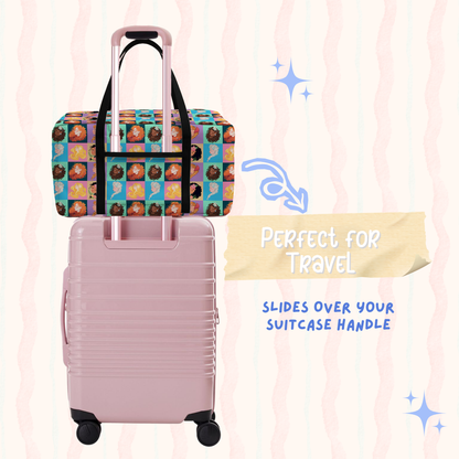 Princess Weekender bag lifestyle – Disney princess travel duffle worn on shoulder