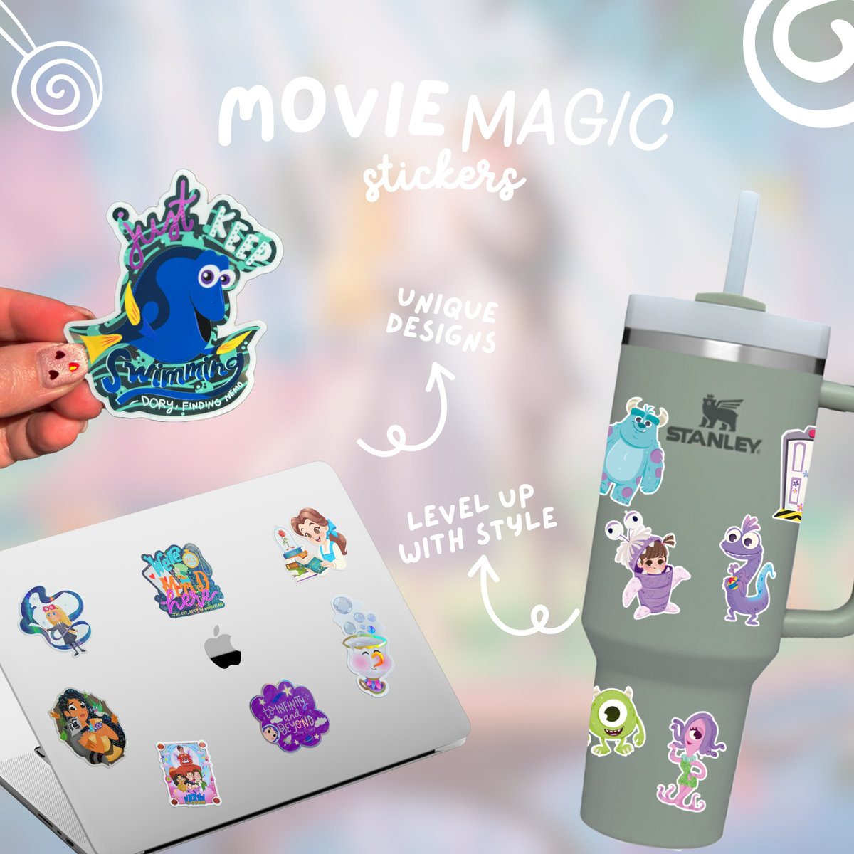 Aurora Sleeping Beauty sticker sheet color detail – Disney princess waterproof vinyl set