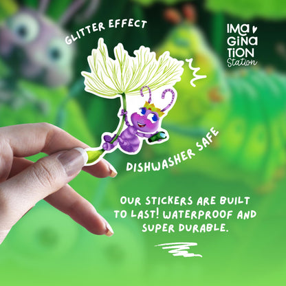 Dot A Bug's Life sticker held by hand – 2.2 x 3 inch clear glossy Disney Pixar vinyl