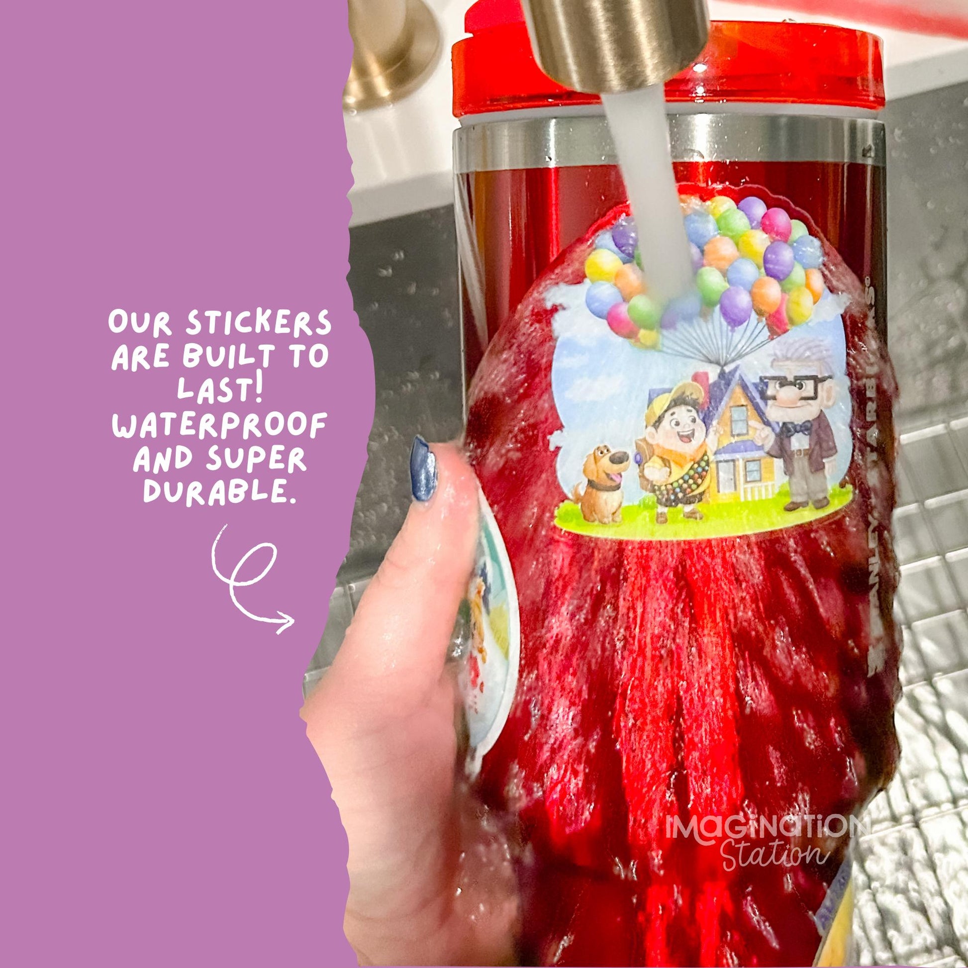 Golden trio sticker on water bottle – Harry Potter holographic rainbow Gryffindor vinyl