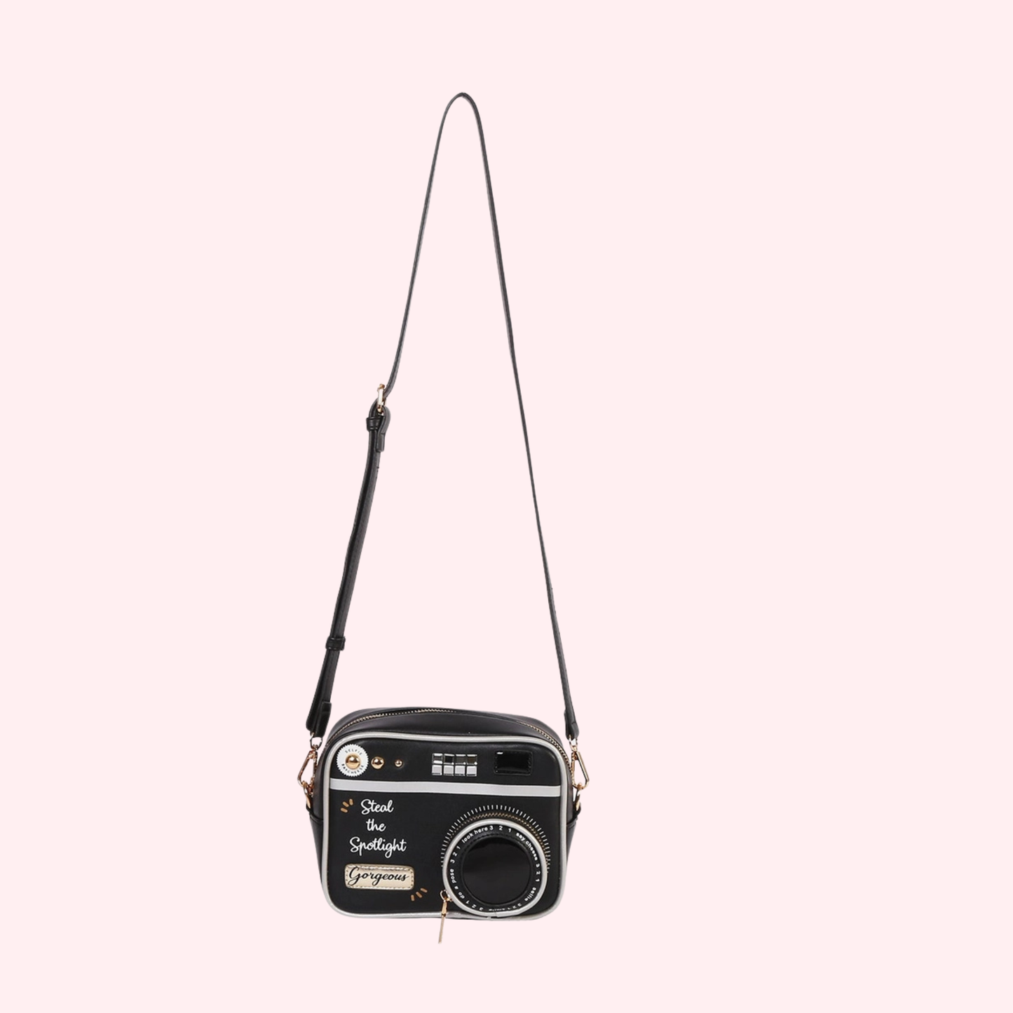 Classic Camera Crossbody Bag – Vintage Novelty Purse with Gold Accents