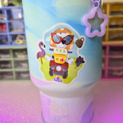 Granny Muffin Bluey sticker color detail – pixie dust glossy Disney vinyl
