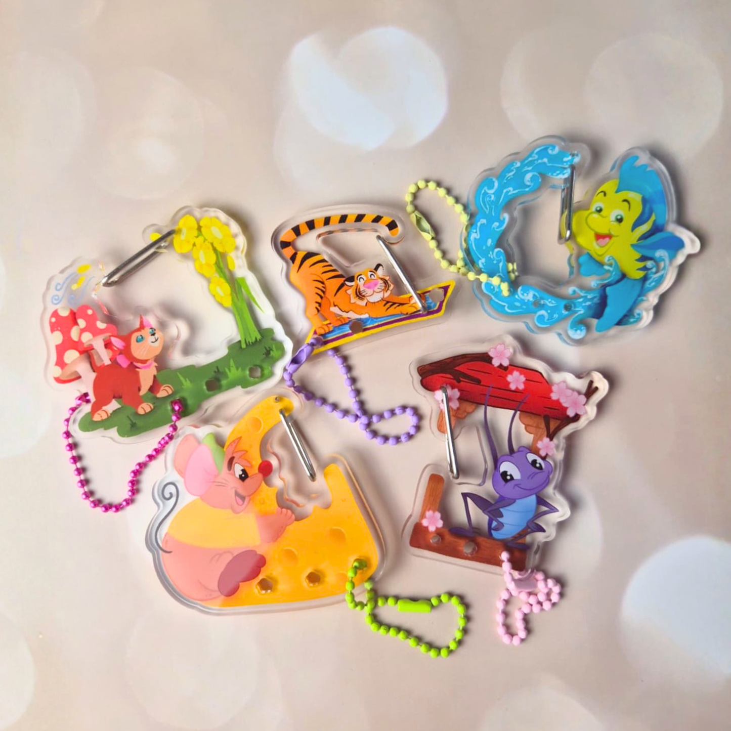 Flounder Little Mermaid carabiner keychain on keys – fish Disney acrylic charm clip