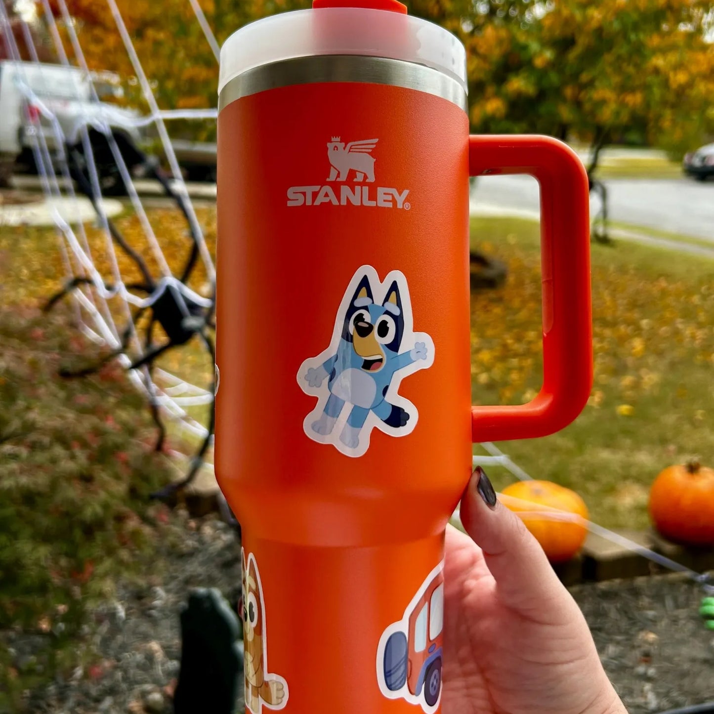 Bluey 40oz tumbler with Disney sticker – Heeler family Stanley-style bundle