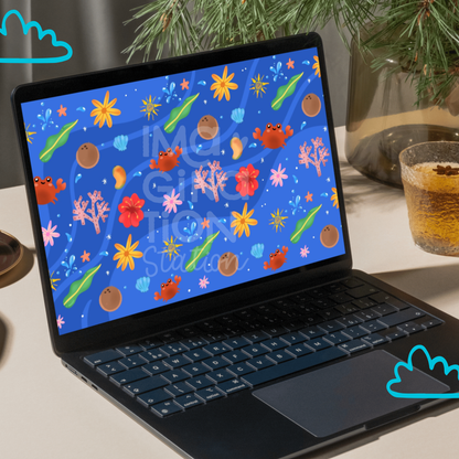 Additional color detail of Turpial & Blooms Venezuela relief wallpaper illustration