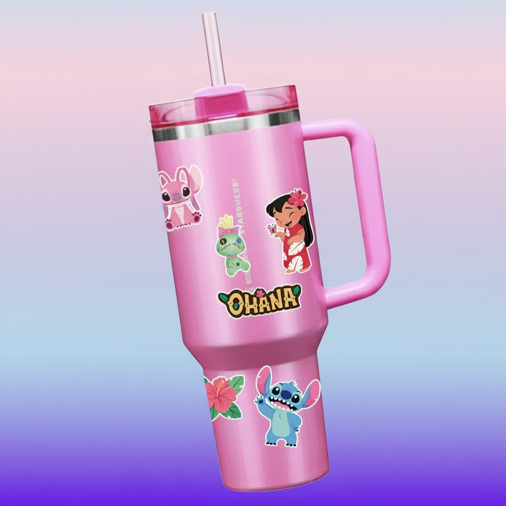 Lilo & Stitch Stanley 40oz Tumbler + Waterproof Glitter Sticker Set
