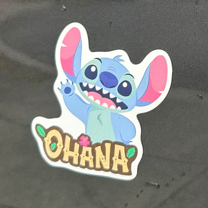 Stitch Ohana Car Magnet - Vinyl Weatherproof Print.