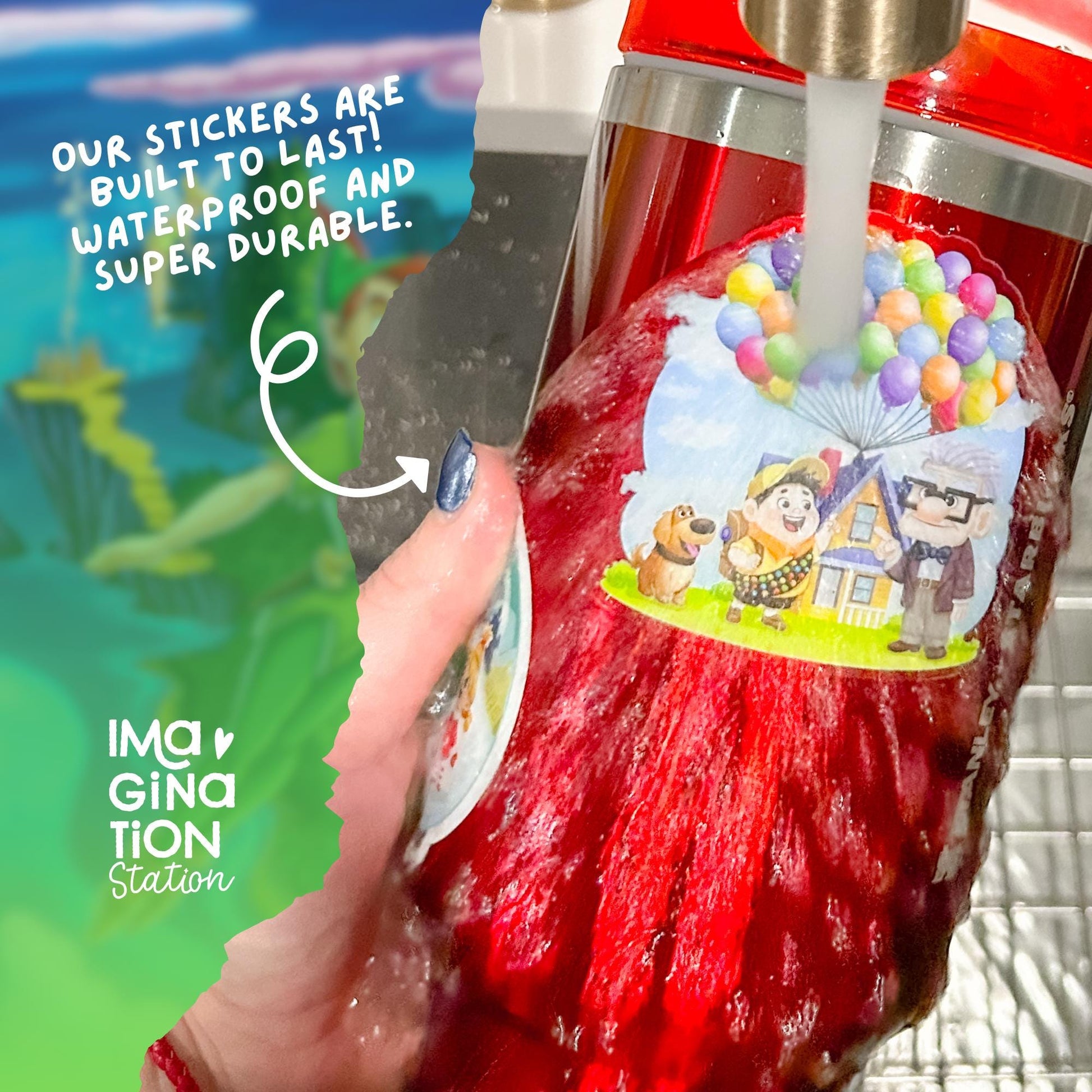 Peter Pan pixie dust sticker on water bottle – Tinkerbell glitter Disney Neverland vinyl