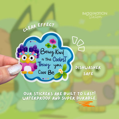 Bluey Chattermax Be Kind Quote Sticker – Waterproof Clear Glossy