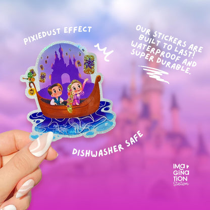 Tangled Rapunzel sticker on water bottle – pixie dust glossy Disney princess vinyl decal