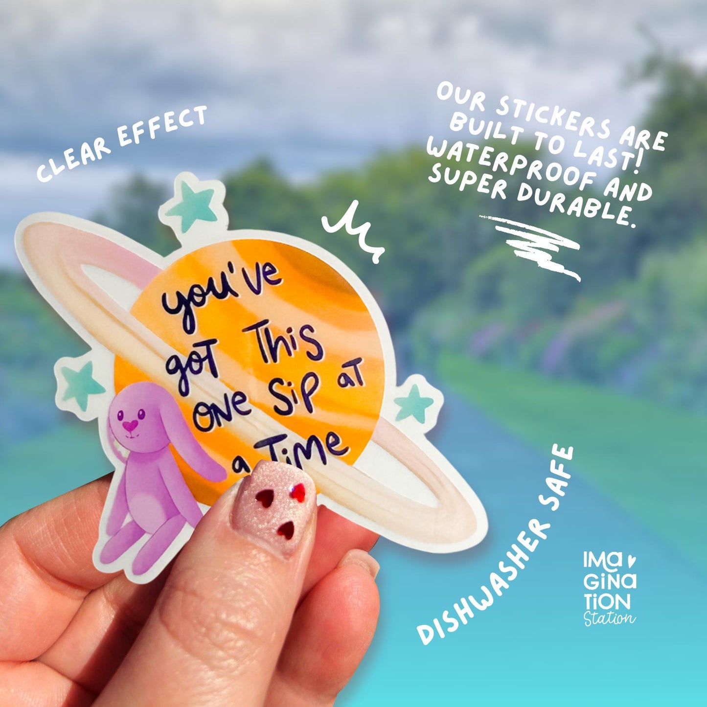 Bluey You've Got This sticker held by hand – clear glossy waterproof Disney vinyl decal