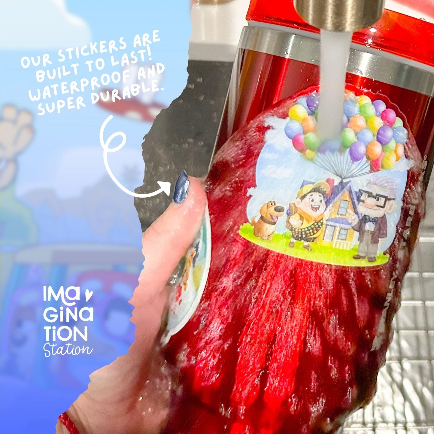 Bluey Gnomes sticker size reference – clear glossy waterproof Disney vinyl decal