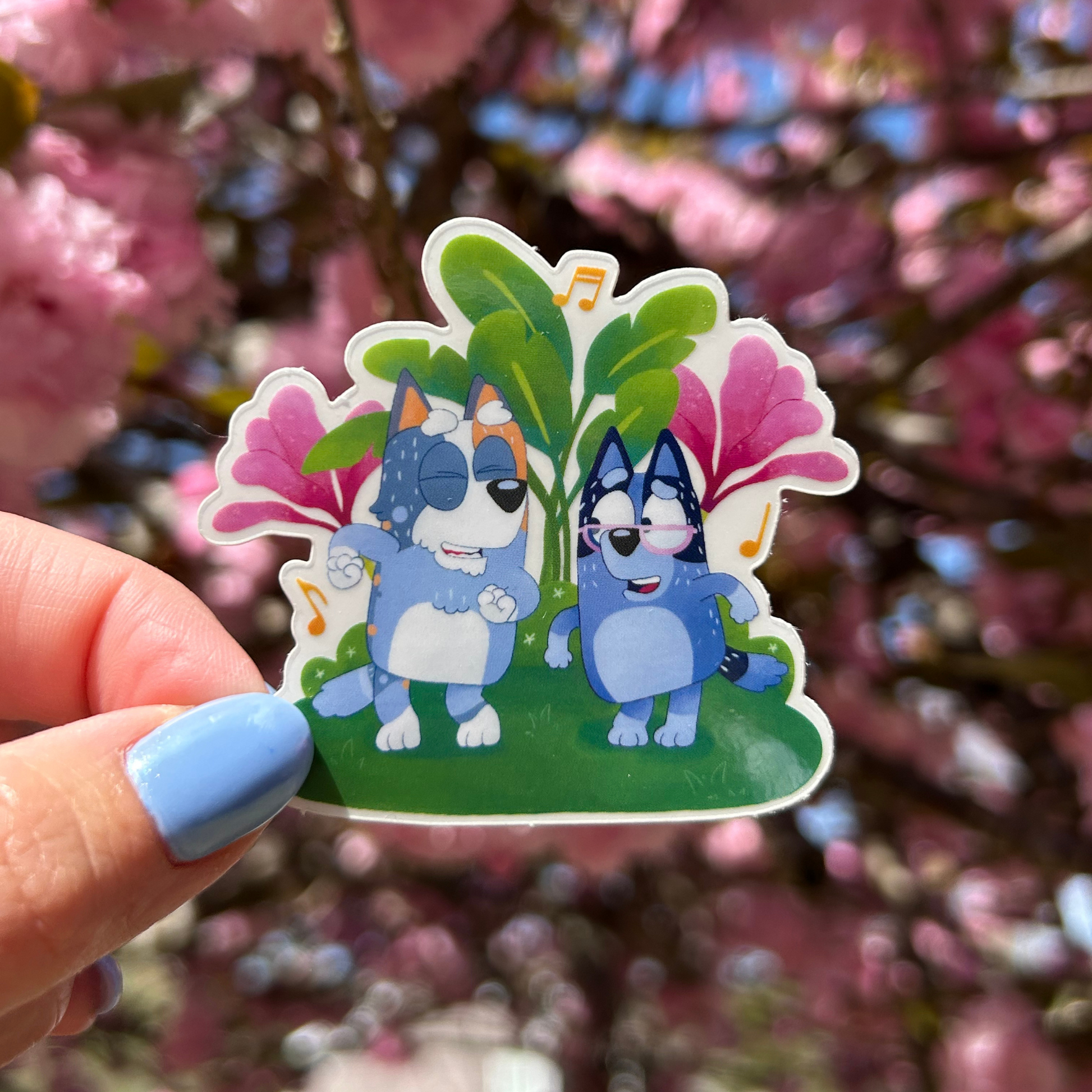 Bluey Grandparents sticker held by hand – clear glossy waterproof Disney vinyl decal