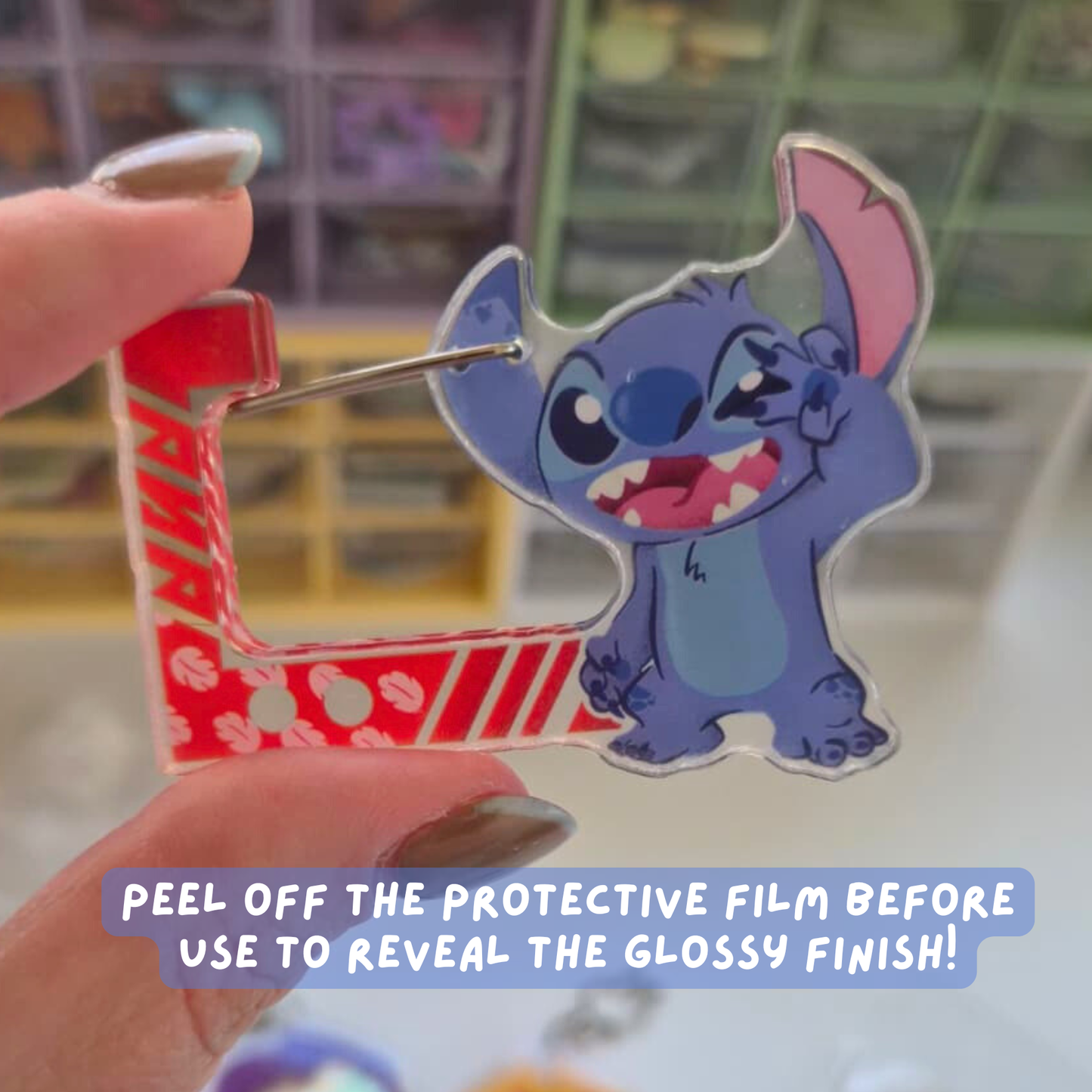 Stitch Lilo & Stitch Carabiner Keychain – Custom Acrylic Disney Purse Charm Clip