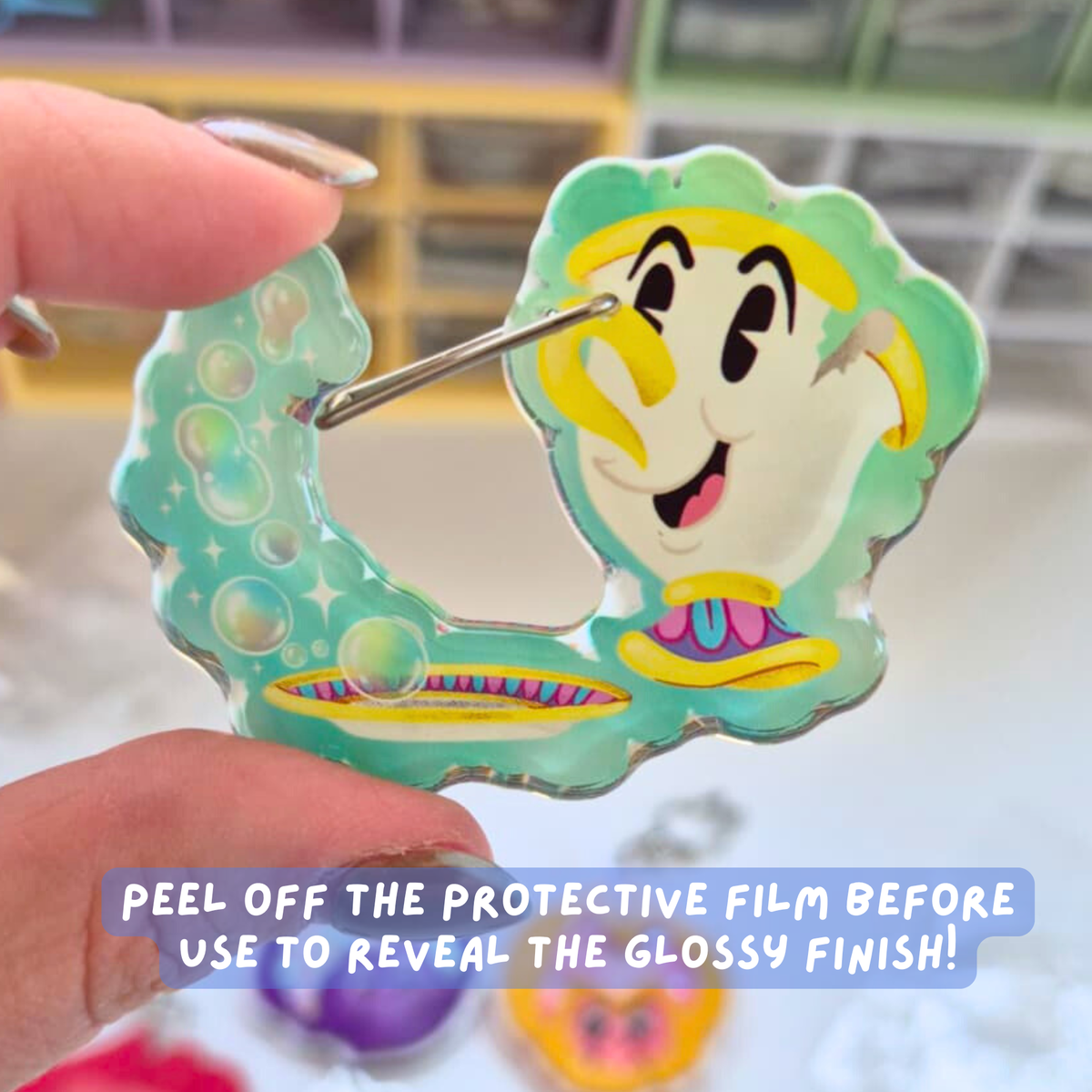 Chip Beauty and the Beast Carabiner Keychain – Clear Acrylic Disney Charm Clip