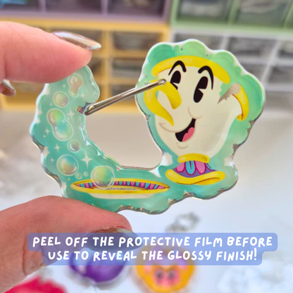 Chip Beauty and the Beast Carabiner Keychain – Clear Acrylic Disney Charm Clip