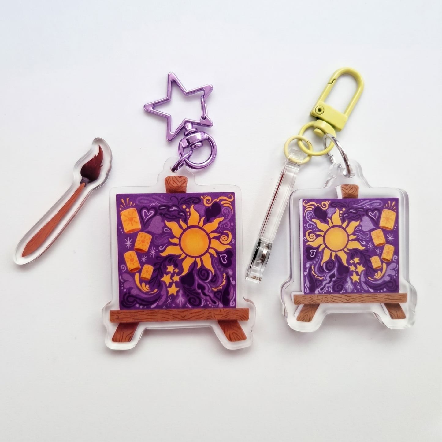 Light Up Lantern Keychain – Tangled Rapunzel Yellow Glow Acrylic Bag Charm | 3 Twinkle Modes