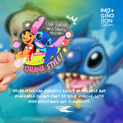 Lilo & Stitch Ohana Car Magnet - Waterproof Disney Decal