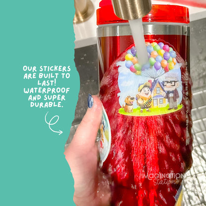 Bluey teacher sticker on water bottle – Heeler family school glitter Disney vinyl decal
