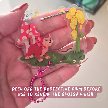 Alice in Wonderland Dinah Carabiner Keychain – Clear Acrylic Disney Charm Clip