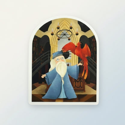 Harry Potter sticker with a wizard and phoenix against a magical background, featuring 'Imagination Station' branding.