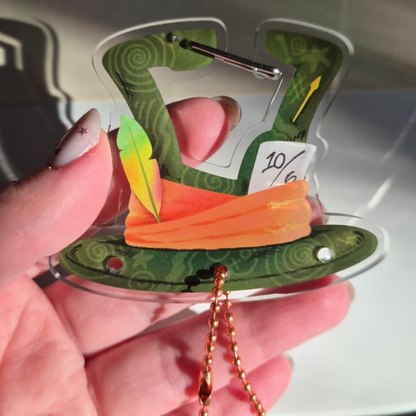 Mad Hatter keychain acrylic detail – glossy clear finish lightweight Disney charm