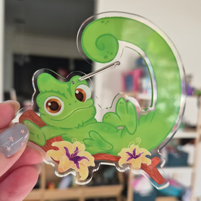 Pascal carabiner keychain size reference – Imagination Station Tangled charm clip