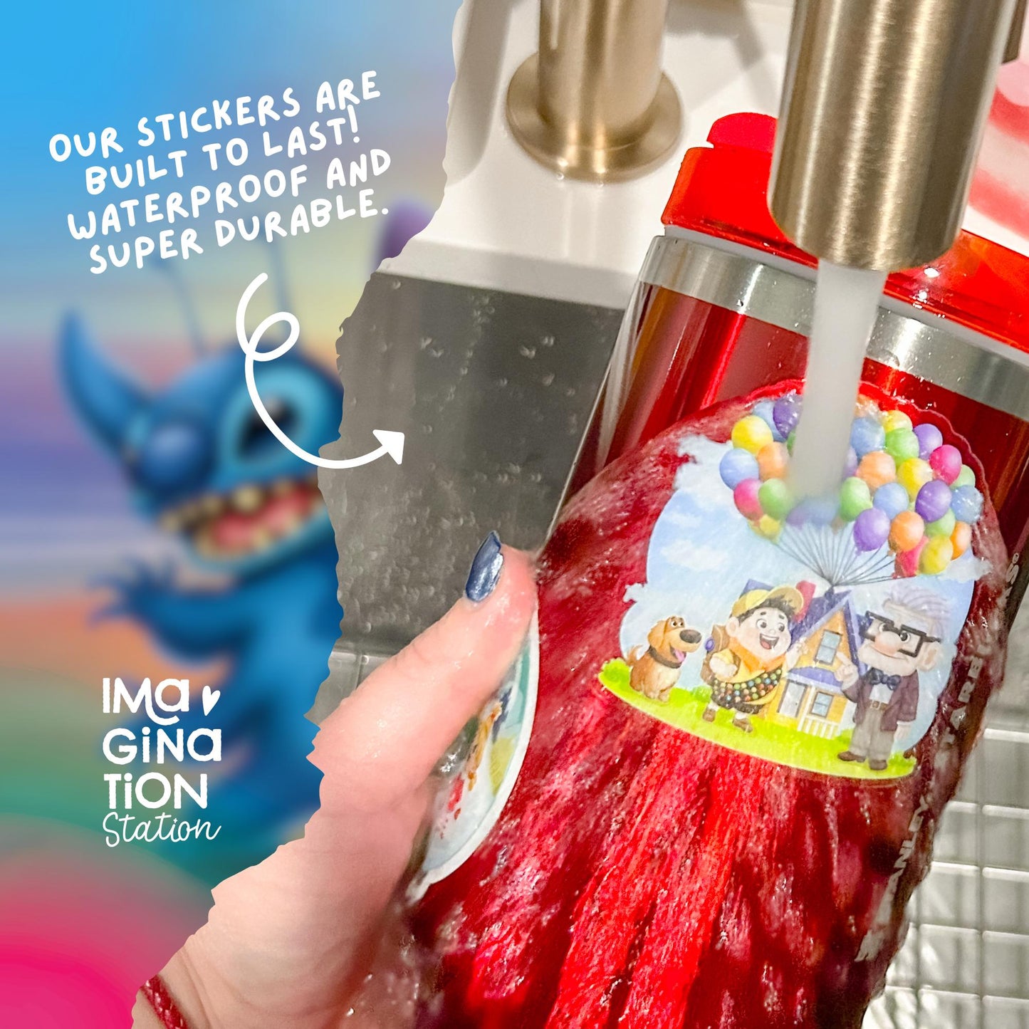 Lilo Stitch teacher sticker size reference – clear glossy waterproof Disney vinyl decal