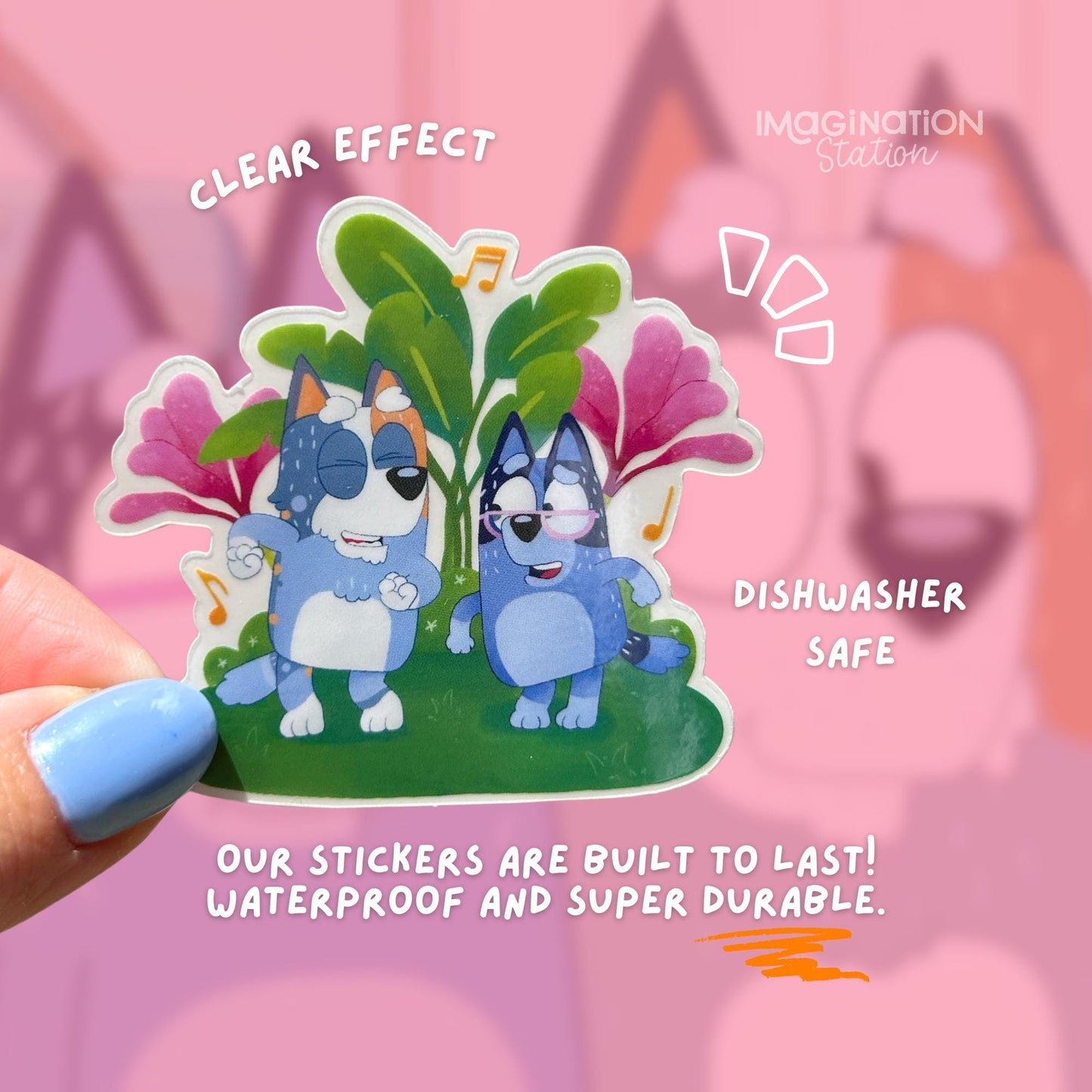 Bluey Grandparents sticker on water bottle – Nana Bob and friends clear Disney vinyl