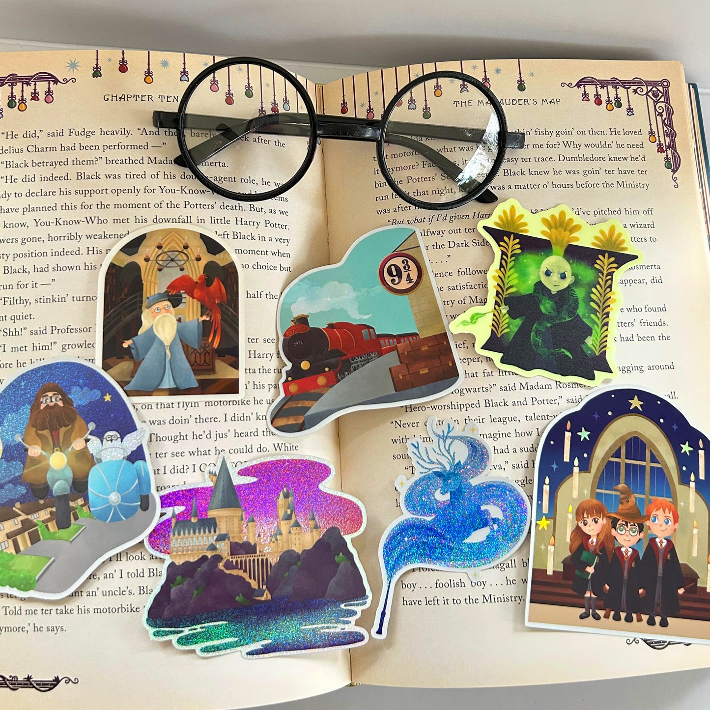 Expecto Patronum sticker held by hand – pixie dust glossy Harry Potter patronus vinyl