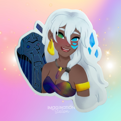 Kida Atlantis Disney princess holographic sticker front view – rare Disney princess vinyl decal