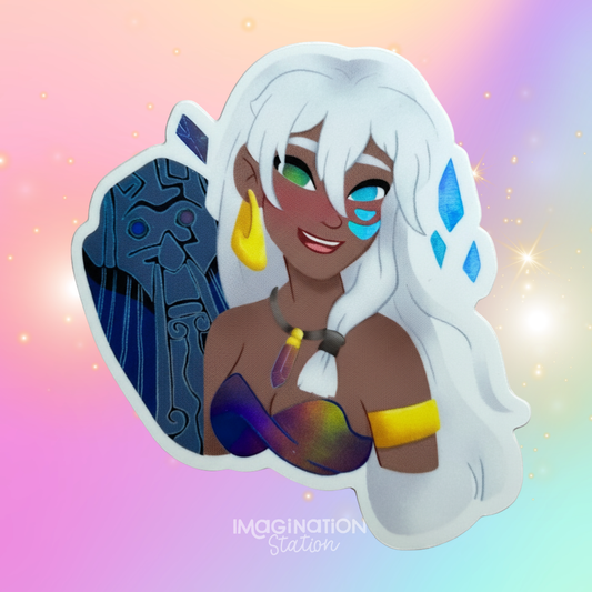 Kida Atlantis Disney princess holographic sticker front view – rare Disney princess vinyl decal