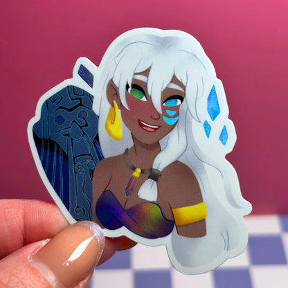 Kida Atlantis sticker on water bottle – holographic glossy Disney Lost Empire vinyl decal