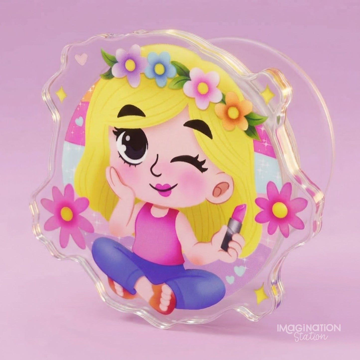 Lizzie McGuire phone holder front view – acrylic airbag 2000s Disney nostalgia grip